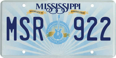MS license plate MSR922