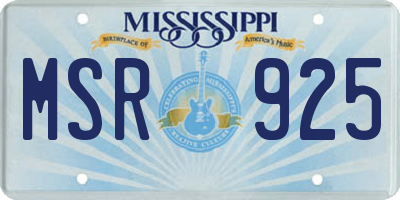 MS license plate MSR925