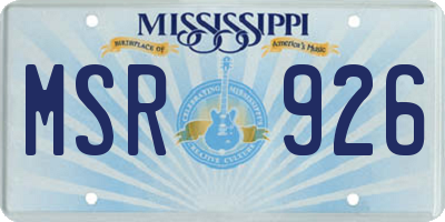 MS license plate MSR926