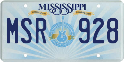 MS license plate MSR928