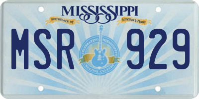 MS license plate MSR929