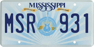 MS license plate MSR931