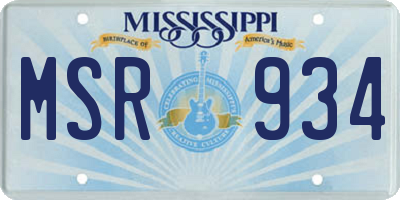 MS license plate MSR934