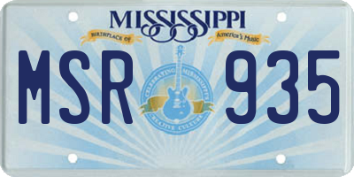 MS license plate MSR935