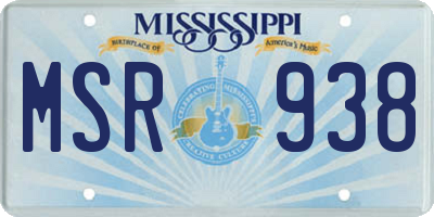 MS license plate MSR938