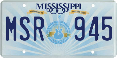 MS license plate MSR945
