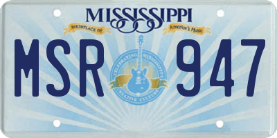 MS license plate MSR947
