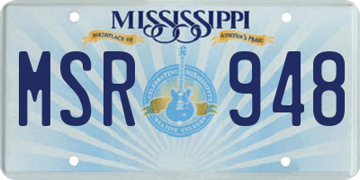 MS license plate MSR948