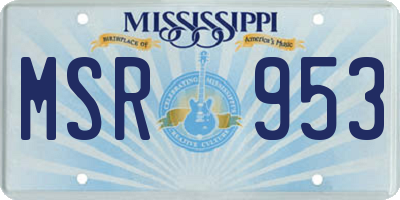 MS license plate MSR953