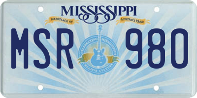 MS license plate MSR980