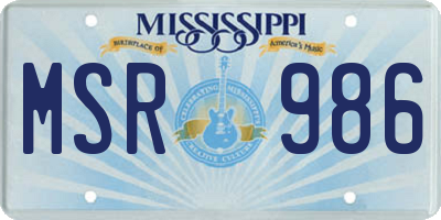 MS license plate MSR986