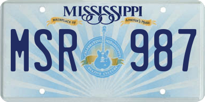 MS license plate MSR987