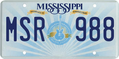 MS license plate MSR988