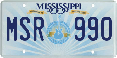 MS license plate MSR990