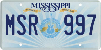 MS license plate MSR997