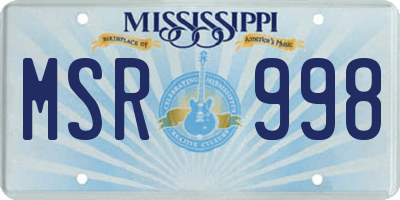 MS license plate MSR998