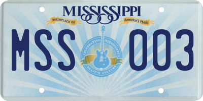 MS license plate MSS003