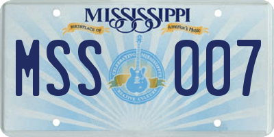 MS license plate MSS007