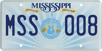 MS license plate MSS008