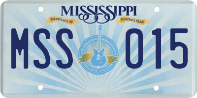 MS license plate MSS015