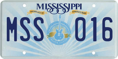 MS license plate MSS016