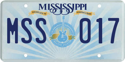 MS license plate MSS017