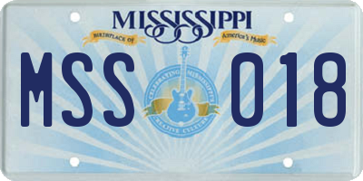 MS license plate MSS018