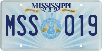 MS license plate MSS019