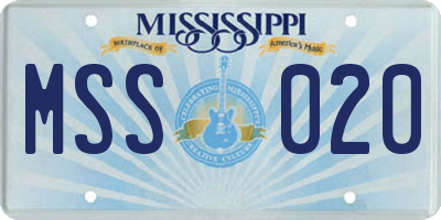 MS license plate MSS020
