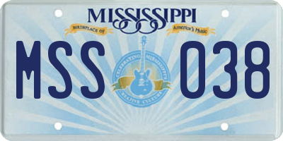 MS license plate MSS038