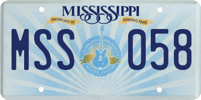 MS license plate MSS058