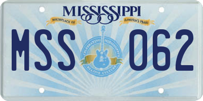 MS license plate MSS062