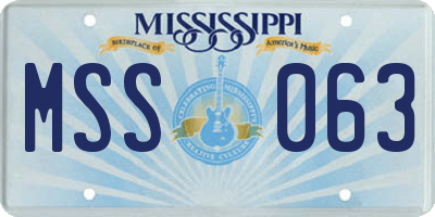MS license plate MSS063