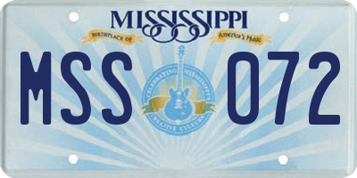 MS license plate MSS072