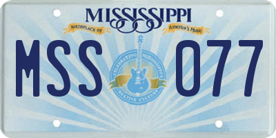 MS license plate MSS077