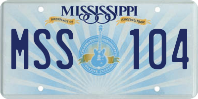 MS license plate MSS104