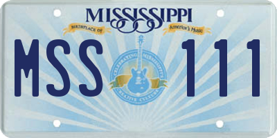 MS license plate MSS111