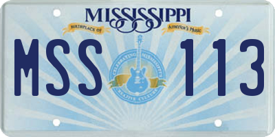 MS license plate MSS113