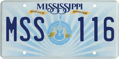 MS license plate MSS116