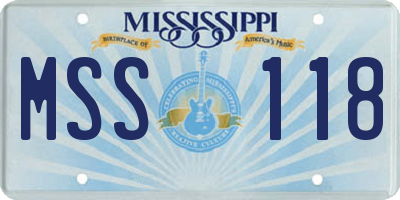 MS license plate MSS118