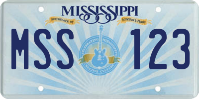 MS license plate MSS123