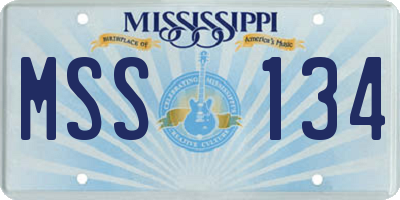 MS license plate MSS134
