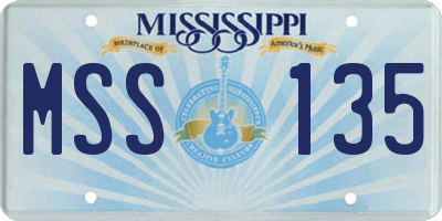 MS license plate MSS135