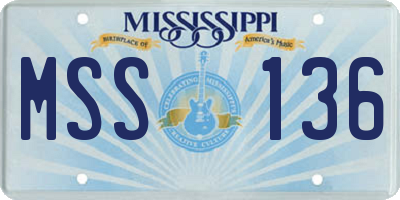 MS license plate MSS136