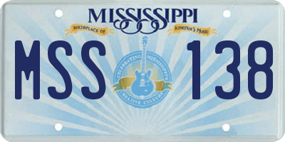 MS license plate MSS138