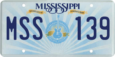 MS license plate MSS139