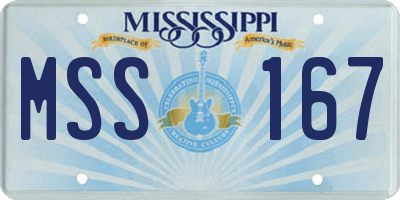 MS license plate MSS167