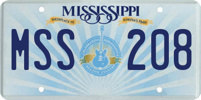MS license plate MSS208