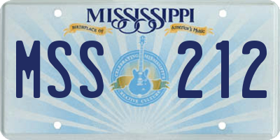 MS license plate MSS212