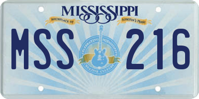 MS license plate MSS216